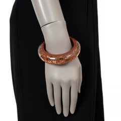 LOUIS VUITTON brique résine INCLUSION MONOGRAM WIDE Bangle Bracelet