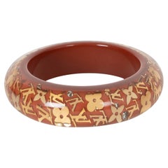 LOUIS VUITTON brick resin INCLUSION MONOGRAM WIDE Bangle Bracelet