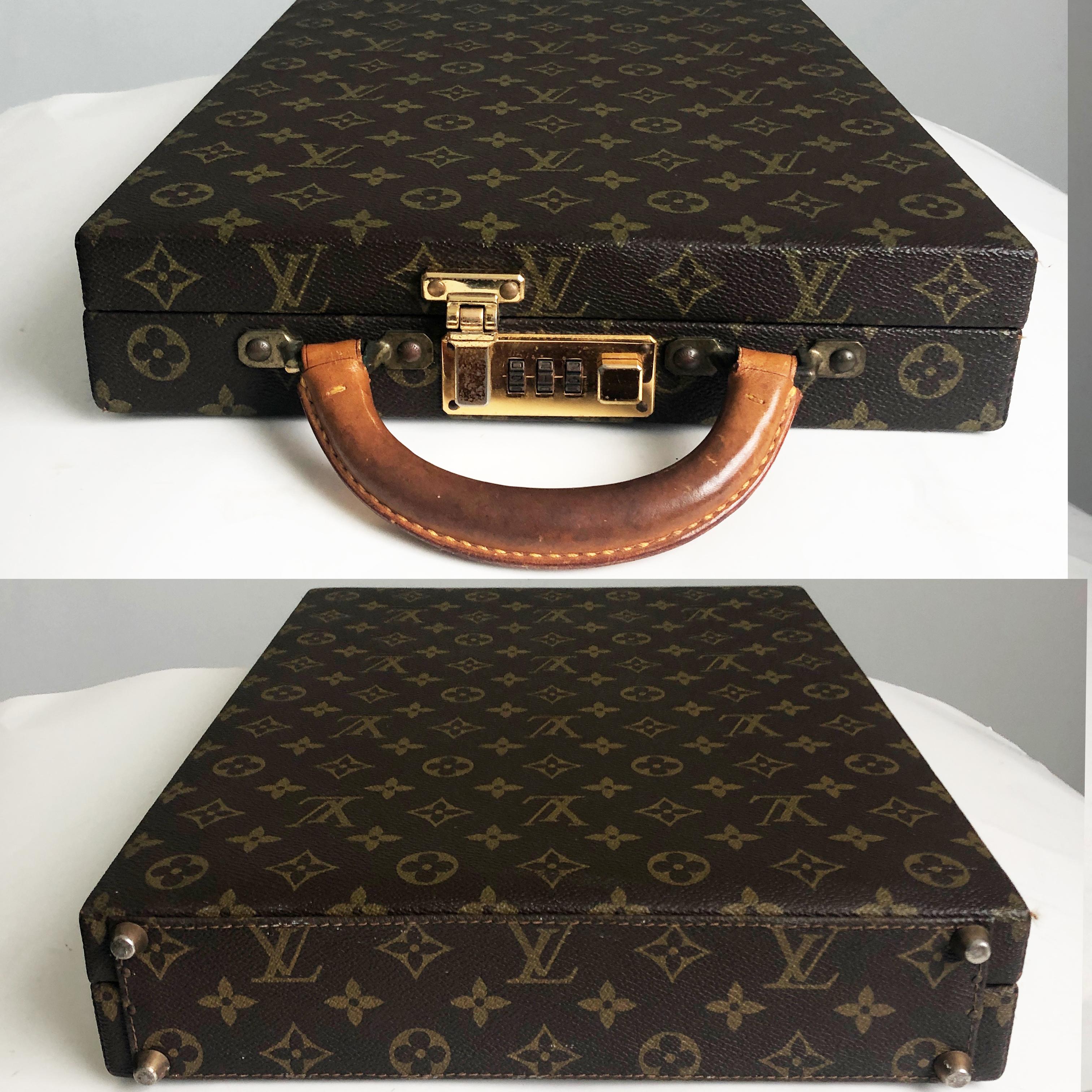 Black Louis Vuitton Briefcase Monogram Canvas Travel Bag with Combination Lock Vintage