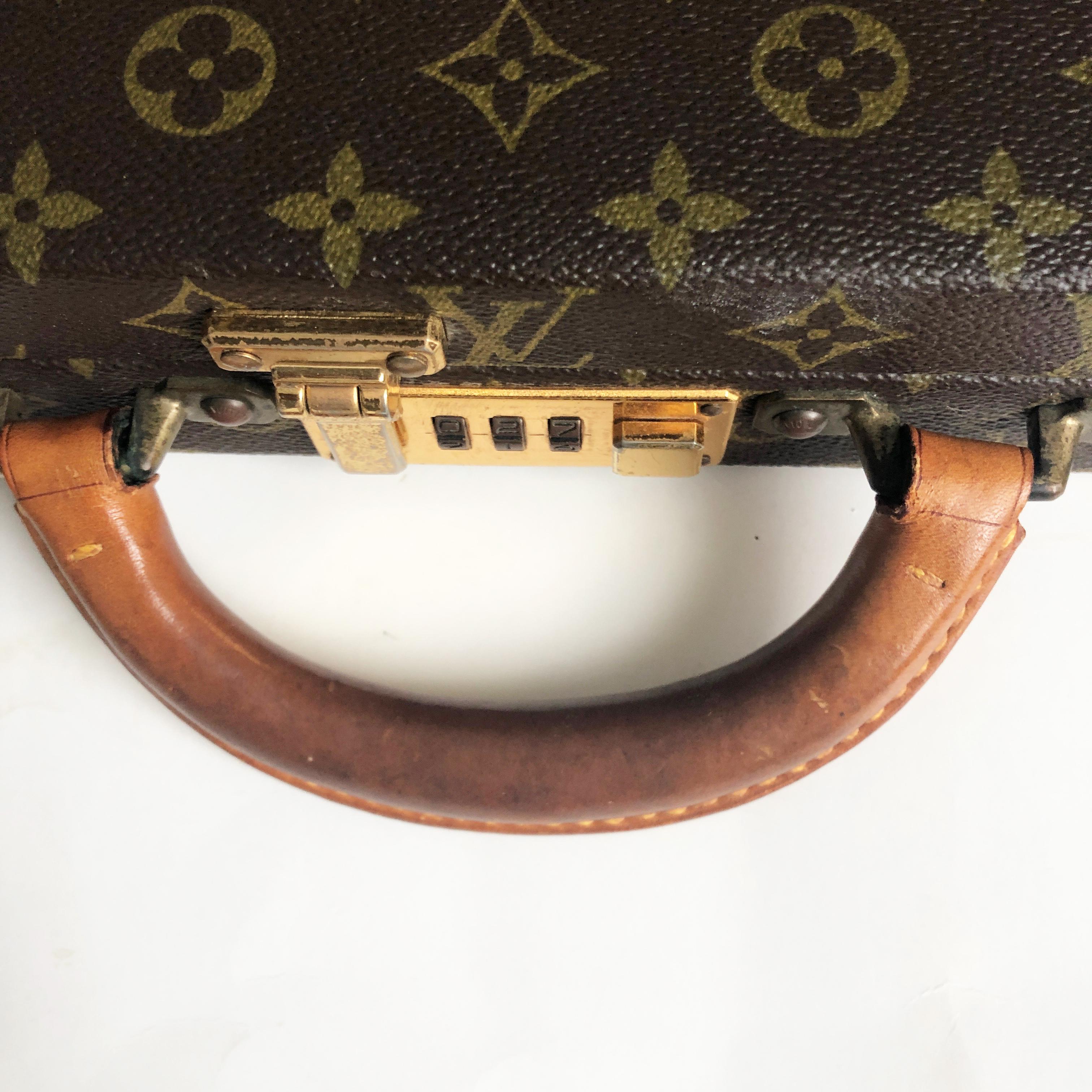Louis Vuitton Briefcase Monogram Canvas Travel Bag with Combination Lock Vintage In Good Condition In Port Saint Lucie, FL