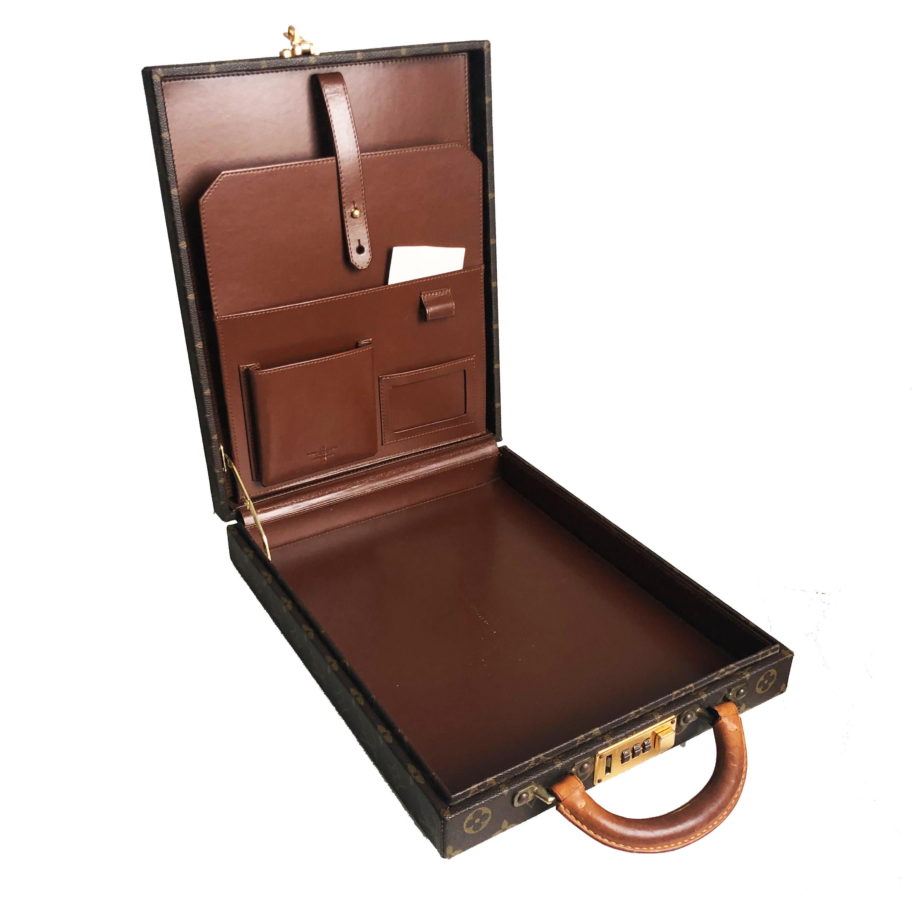 Women's or Men's Louis Vuitton Briefcase Monogram Canvas Travel Bag with Combination Lock Vintage