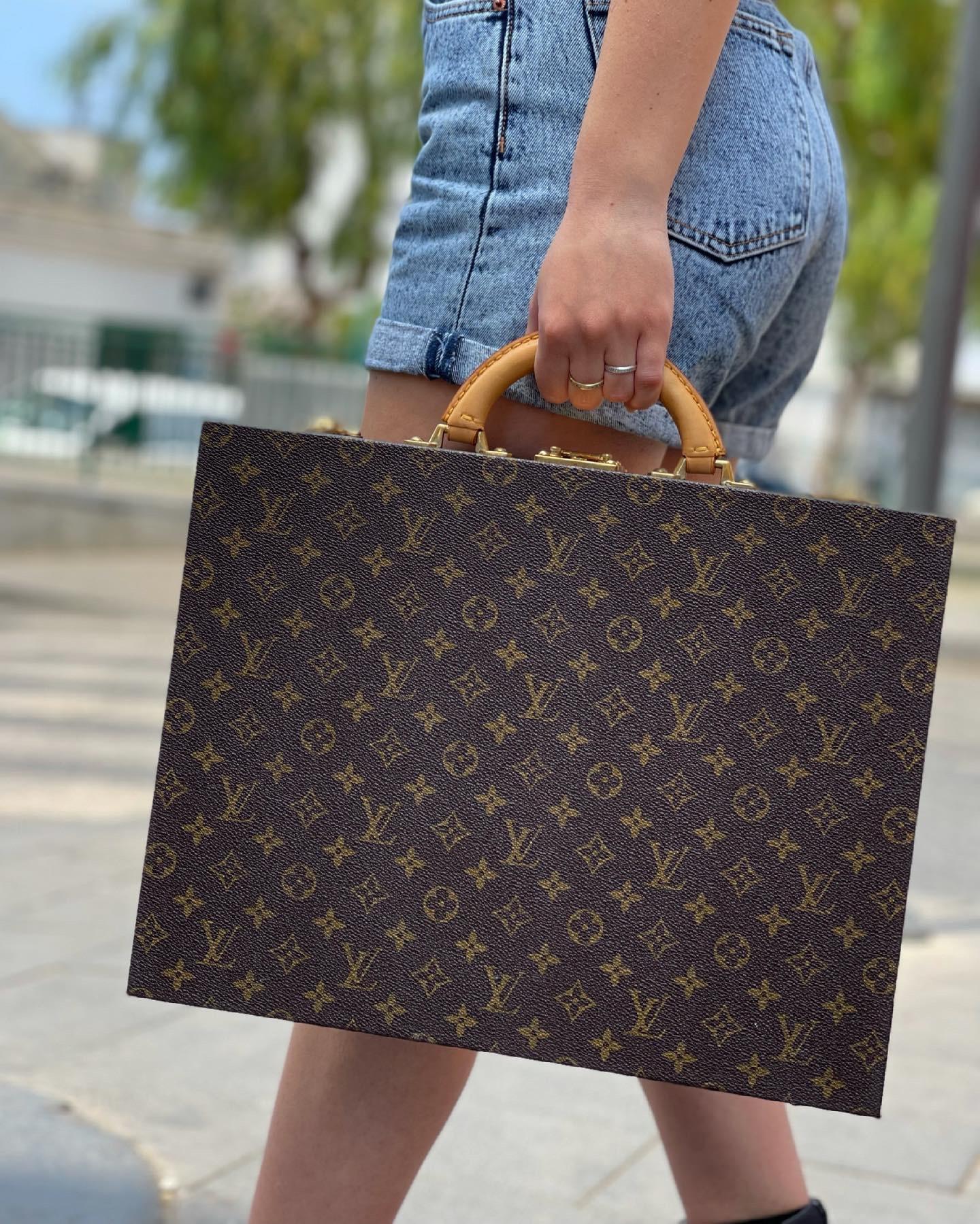 Louis Vuitton Briefcase with Cowhide Inserts And Golden Hardware 3