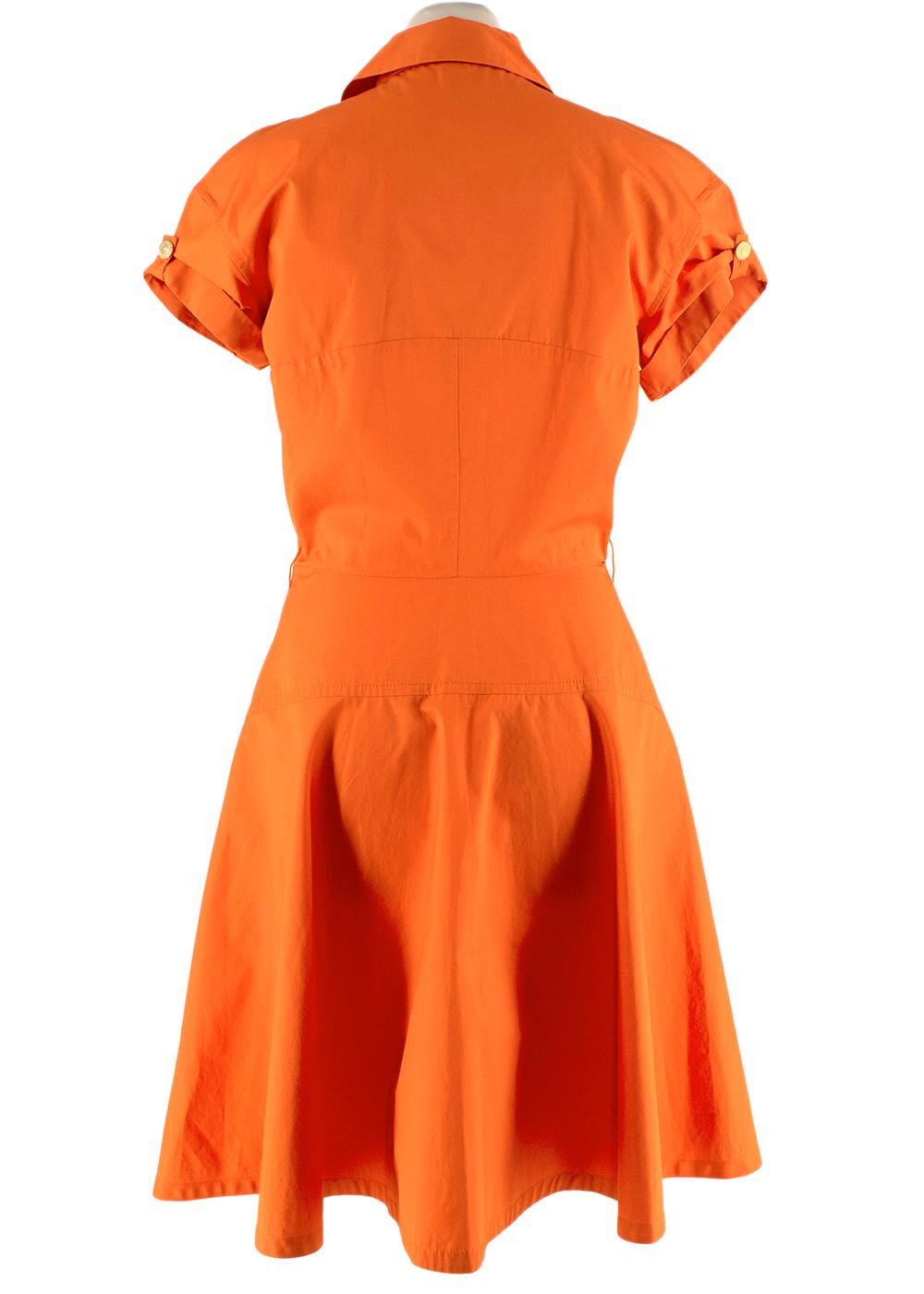Hell orangefarbenes Hemdkleid aus Baumwoll-Plissee von Louis Vuitton, US 4 (Orange) im Angebot