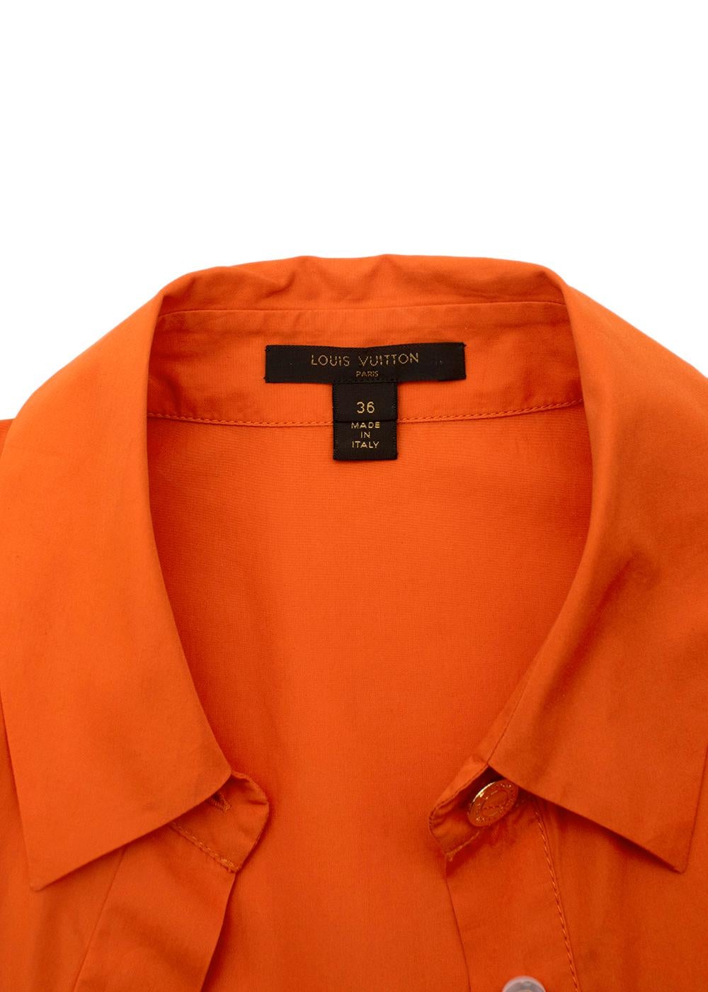 Hell orangefarbenes Hemdkleid aus Baumwoll-Plissee von Louis Vuitton, US 4 im Zustand „Hervorragend“ im Angebot in London, GB