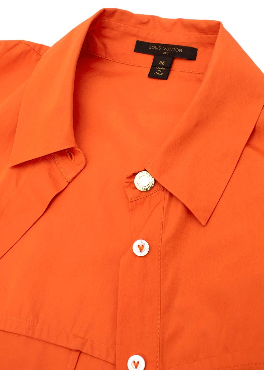 Hell orangefarbenes Hemdkleid aus Baumwoll-Plissee von Louis Vuitton, US 4 Damen im Angebot
