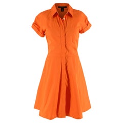 Hell orangefarbenes Hemdkleid aus Baumwoll-Plissee von Louis Vuitton, US 4