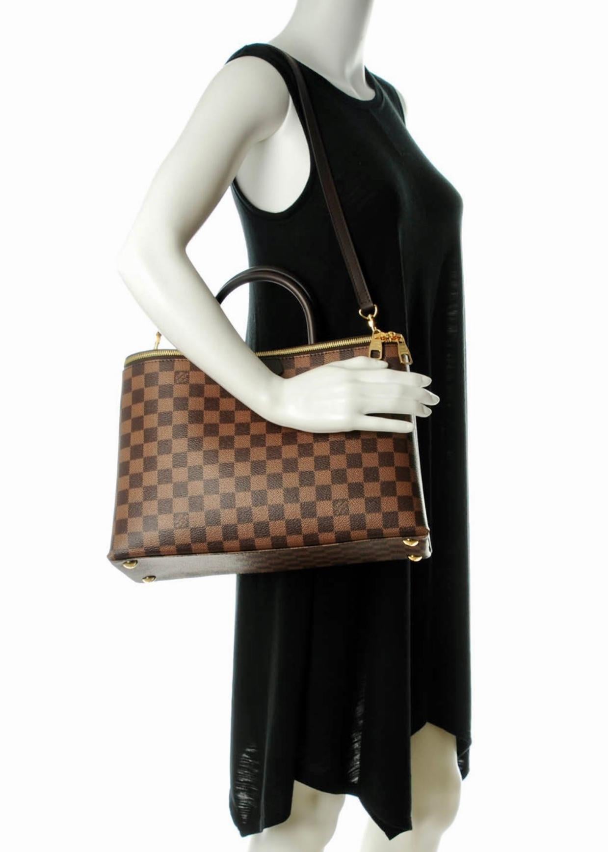 Louis Vuitton Brompton Handbag Damier Ebene Coated Canvas Tote, TR1136, Like New In Excellent Condition In New York, NY