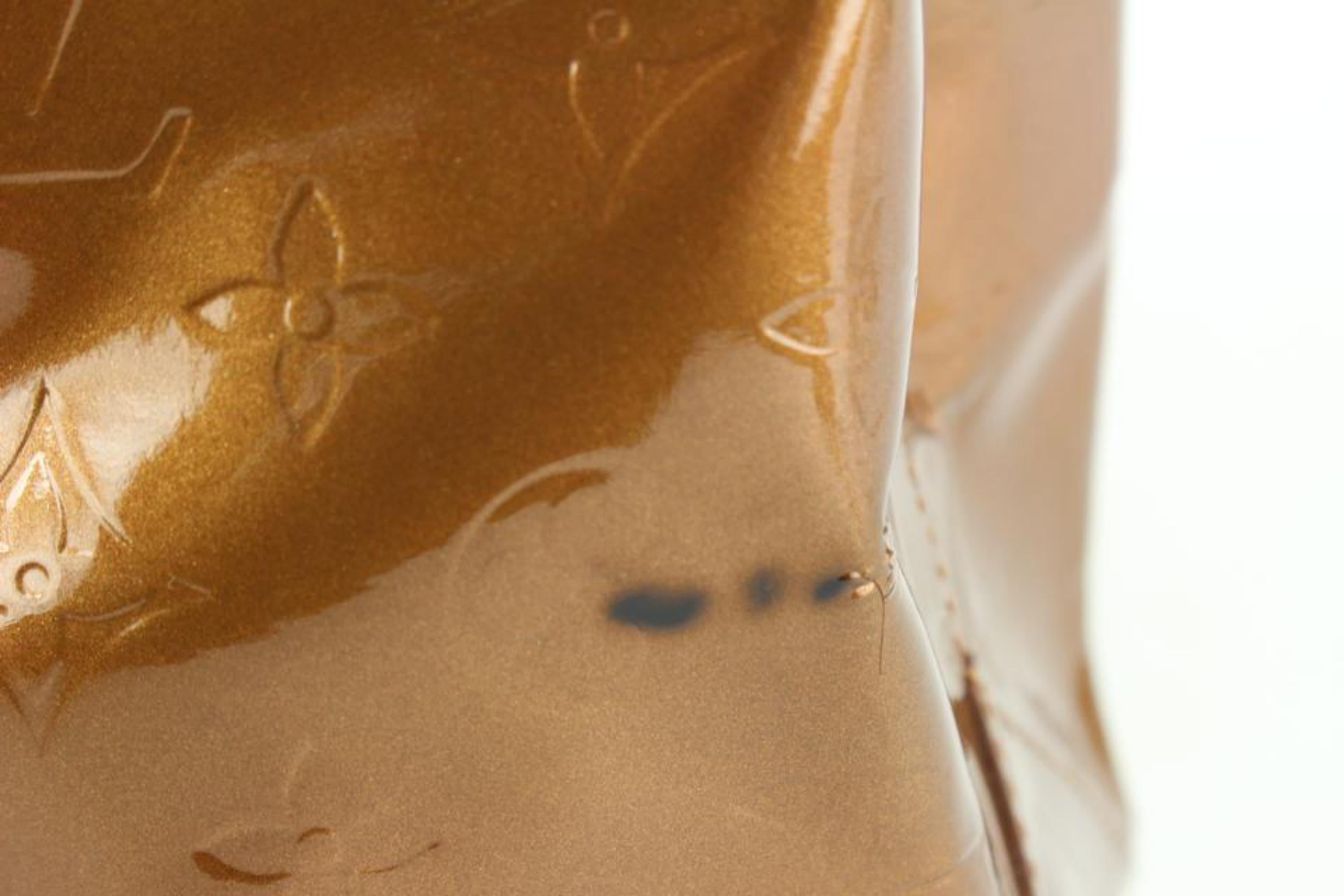 Louis Vuitton Bronze Copper Monogram Vernis Reade MM Tote bag 94lz52s In Good Condition In Dix hills, NY