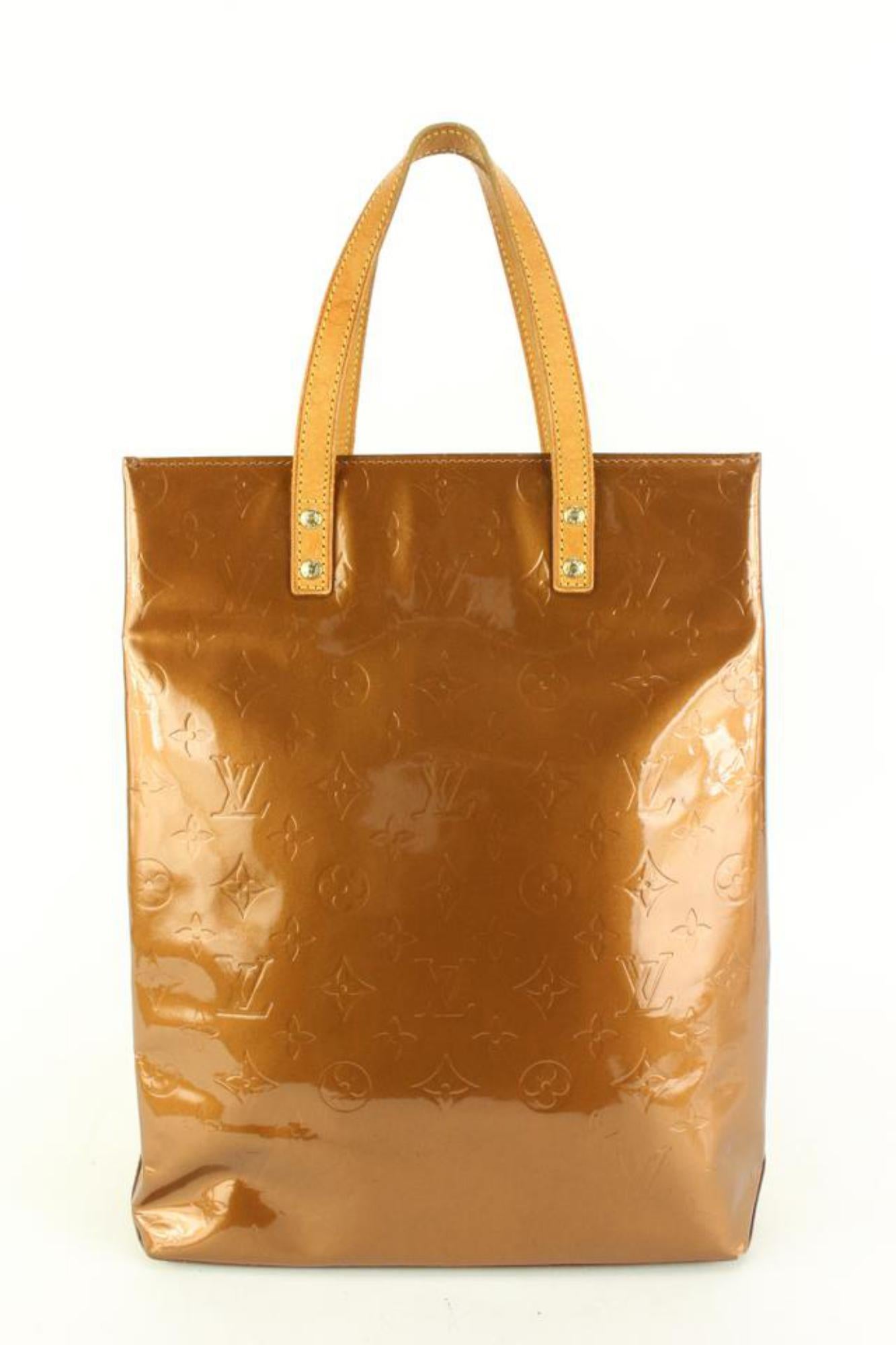 Louis Vuitton Bronze Copper Monogram Vernis Reade MM Tote bag 94lz52s 3