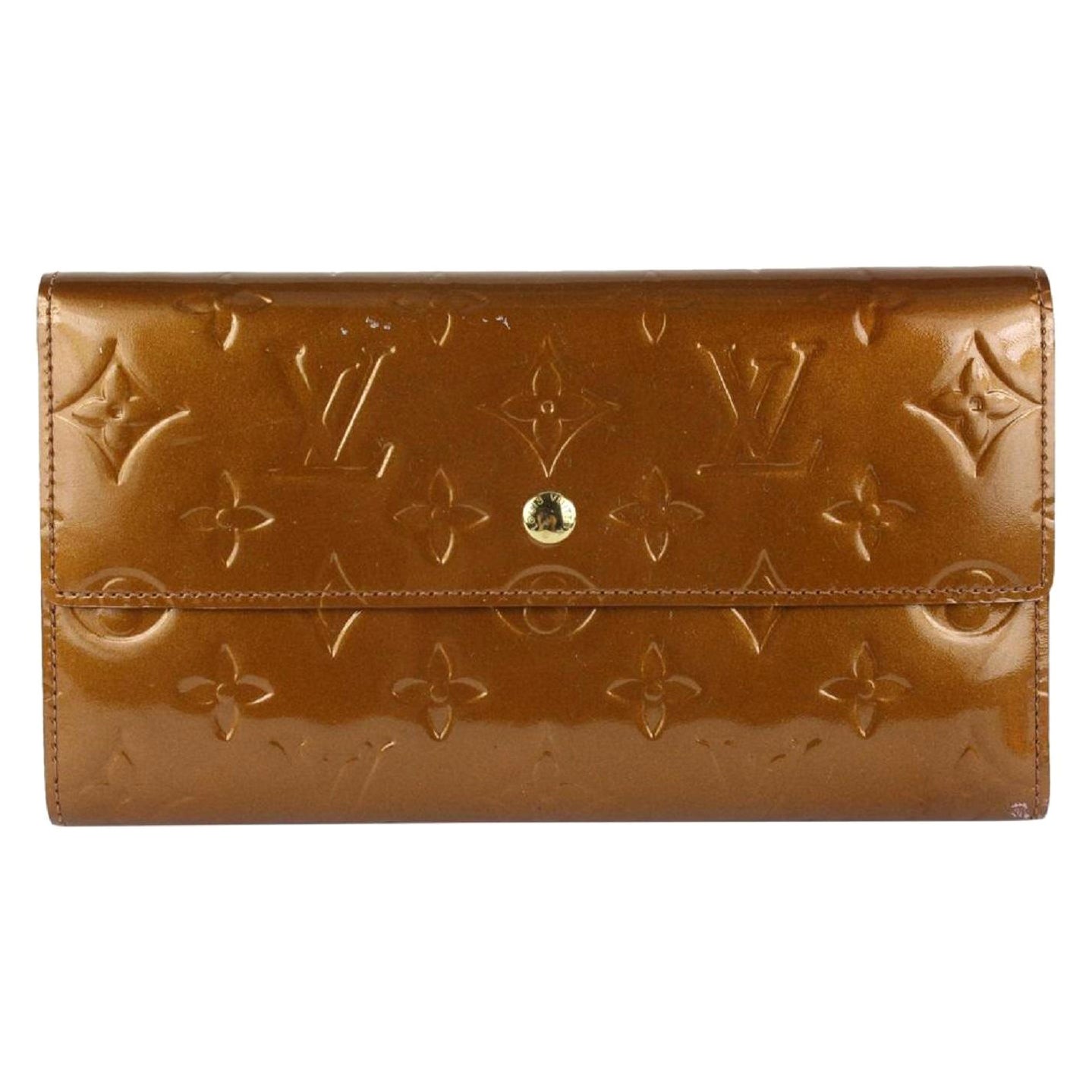 Bronze Kupfer Monogramm Vernis Sarah Brieftasche Trifold 97lv24 von Louis Vuitton