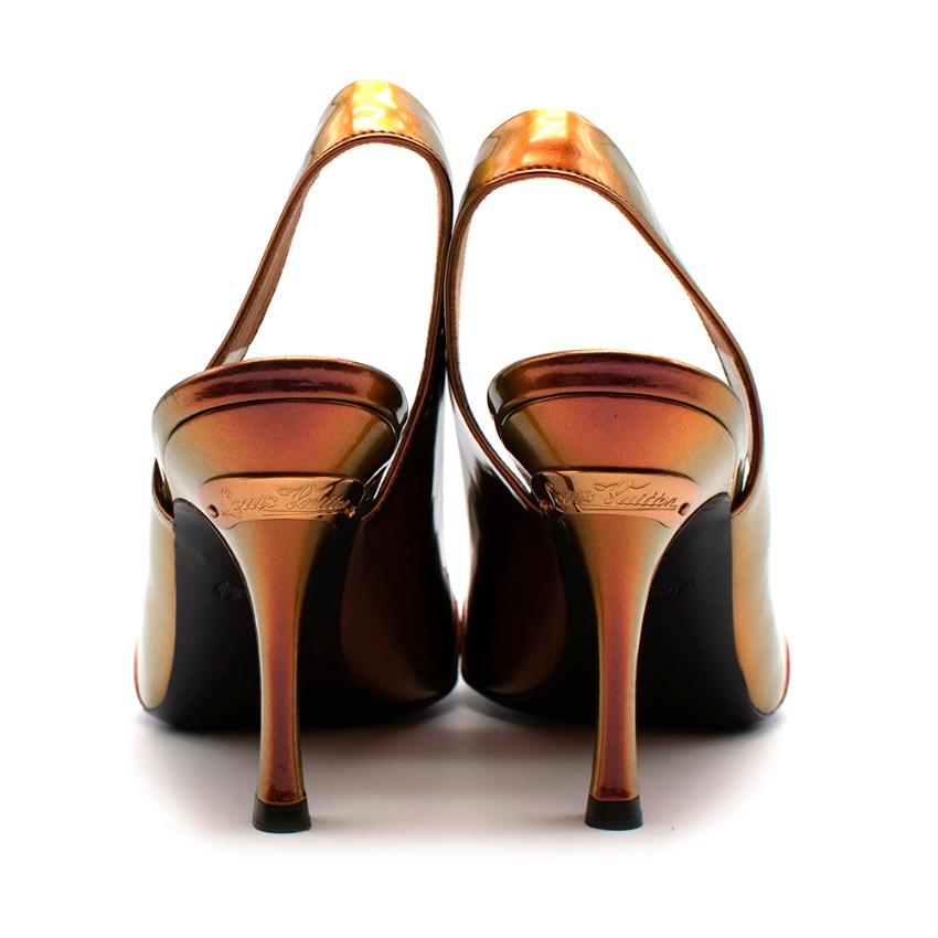 Brown Louis Vuitton Bronze Holographic Sling Back Sandals - Size 39