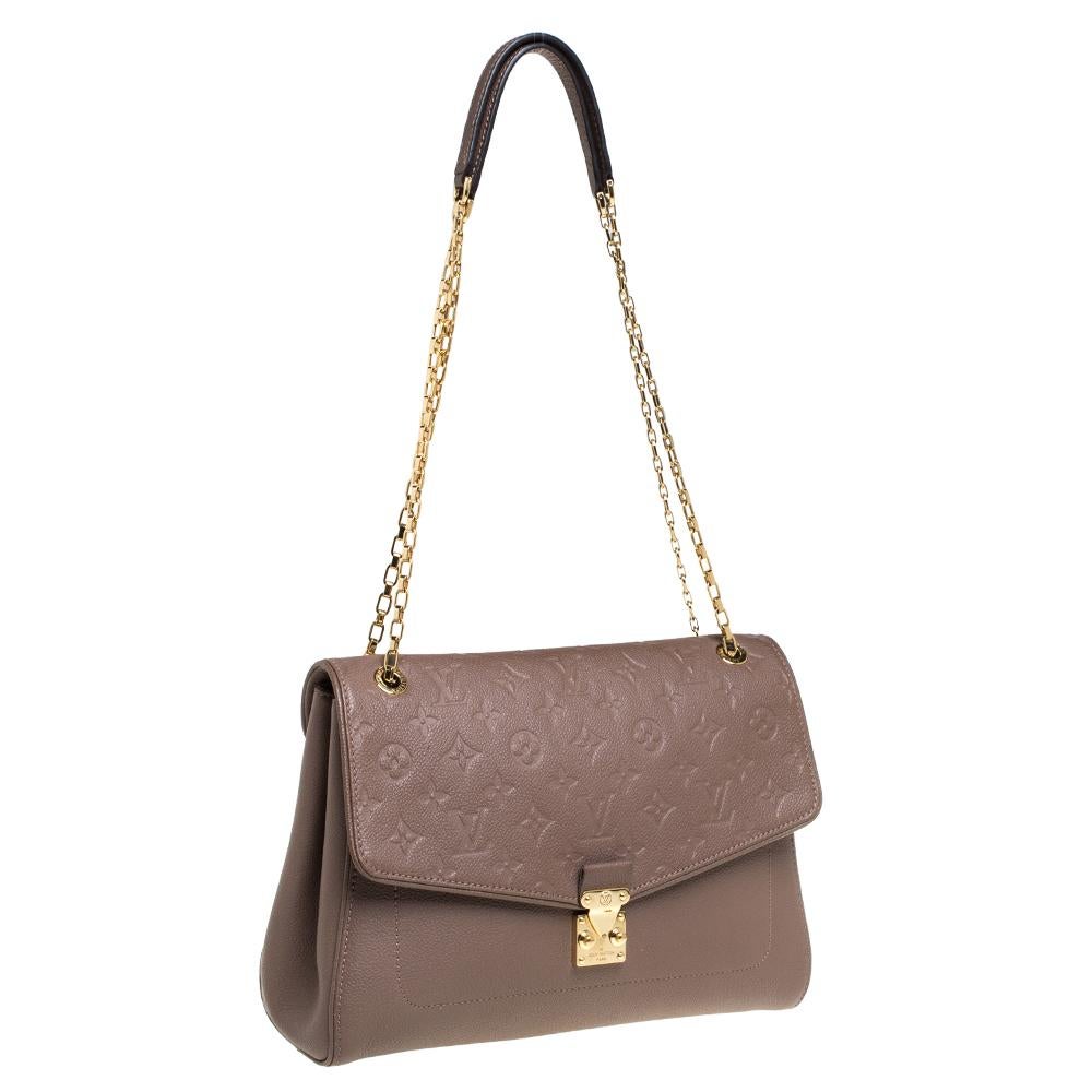 Louis Vuitton Bronze Monogram Empreinte Leather St Germain MM Bag In Good Condition In Dubai, Al Qouz 2
