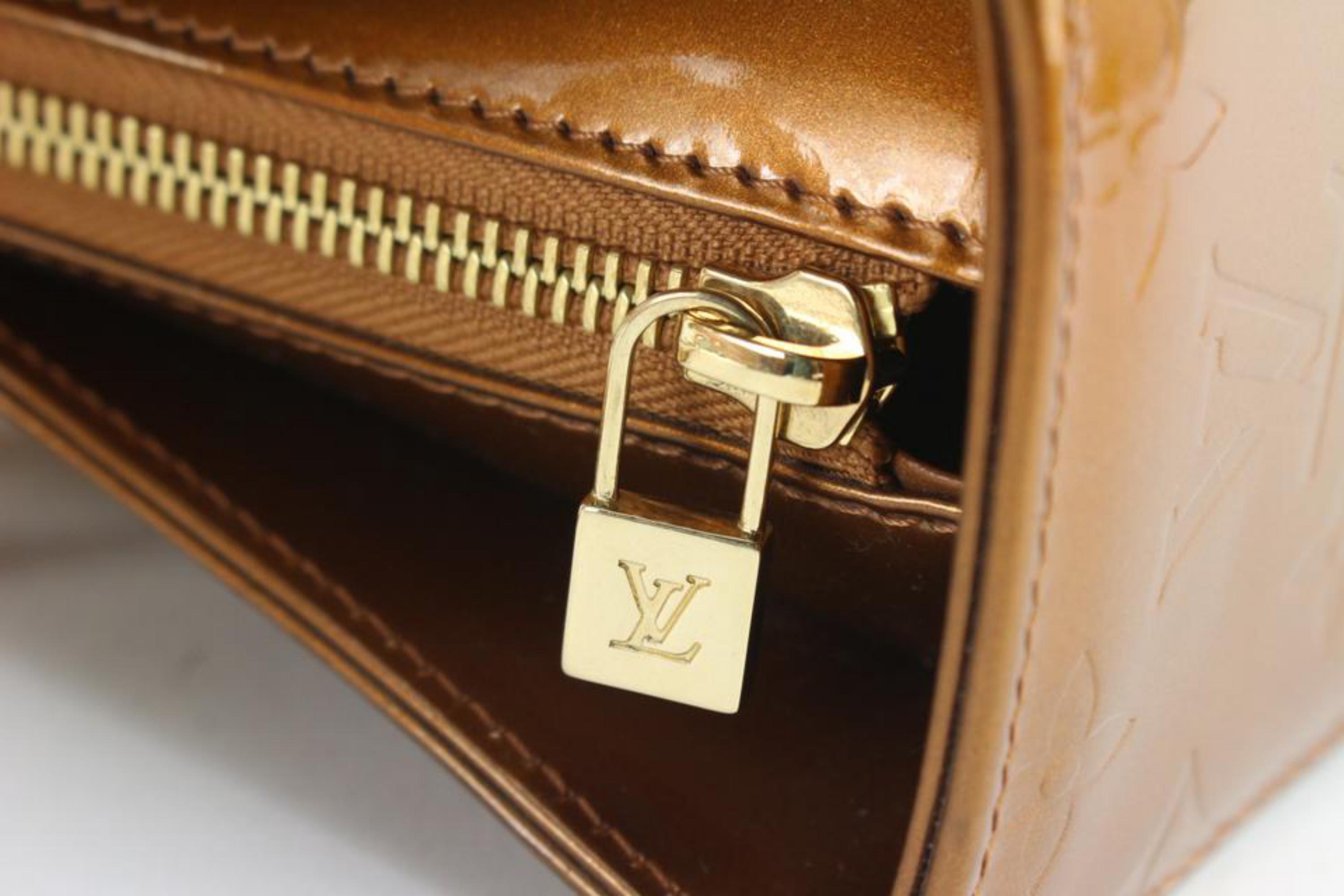 Louis Vuitton Bronze Monogram Vernis Columbus Zip Shoulder Bag 97lk826s In Good Condition In Dix hills, NY