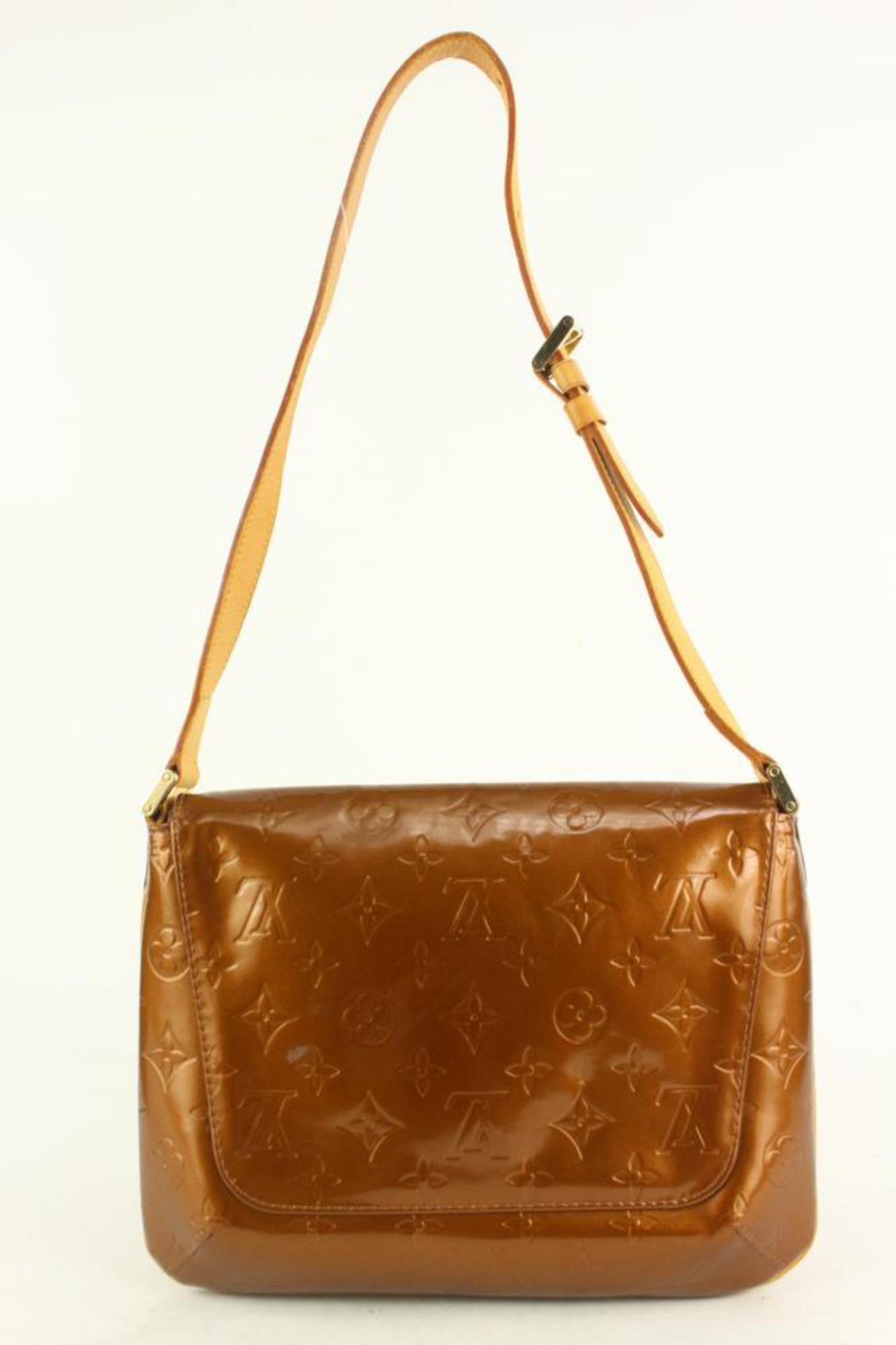 Louis Vuitton Bronze Monogram Vernis Copper Thompson Street Musette Flap Bag  For Sale 2