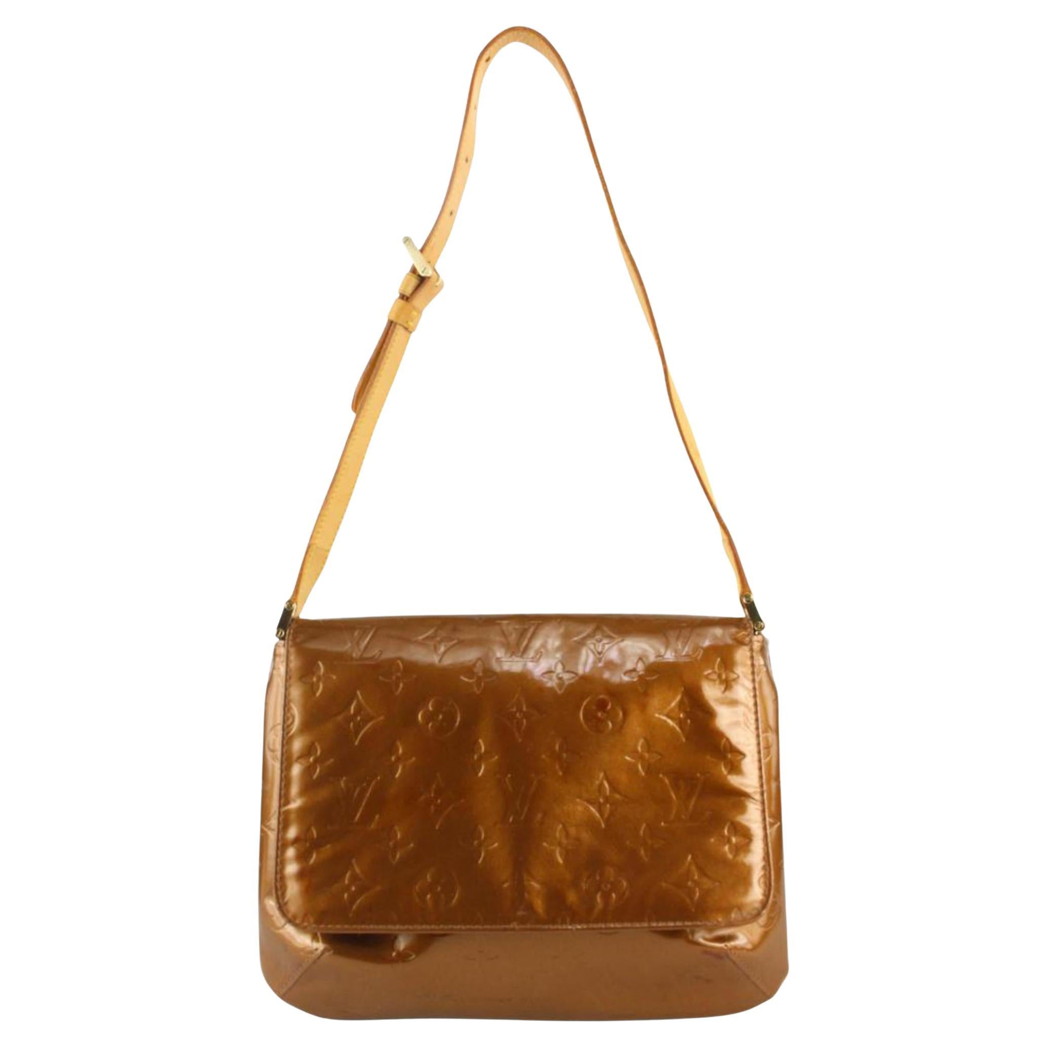 Louis Vuitton Bronze Monogram Vernis Copper Thompson Street Musette Flap Bag  For Sale