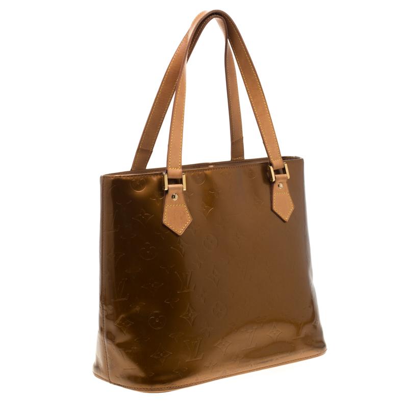 Brown Louis Vuitton Bronze Monogram Vernis Leather Houston Bag