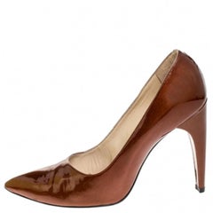 Used Louis vuitton Bronze Patent Leather Pointed Toe Pumps Size 40.5
