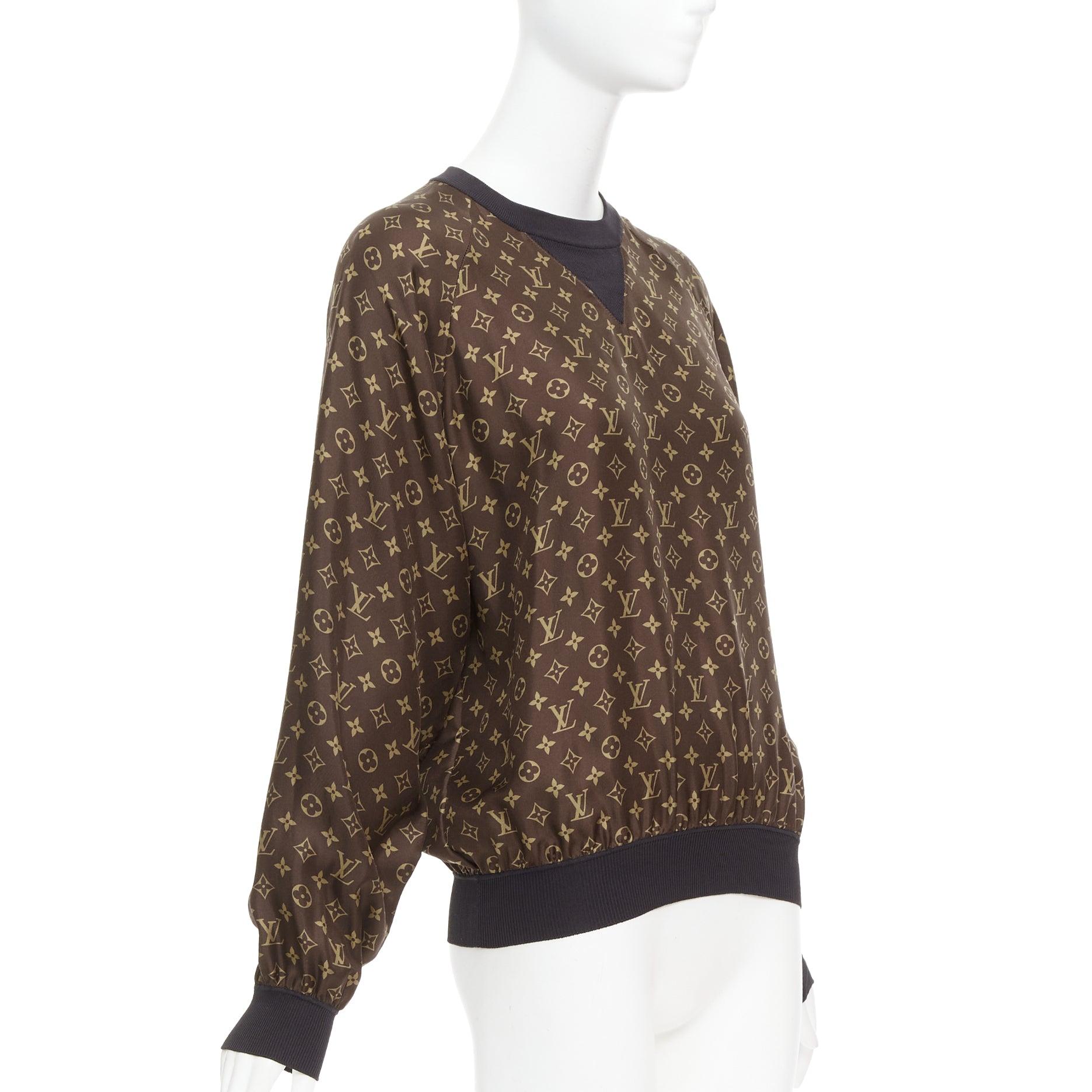 Black LOUIS VUITTON brown 100% silk LV monogram pullover sweater Nicki Minaj For Sale