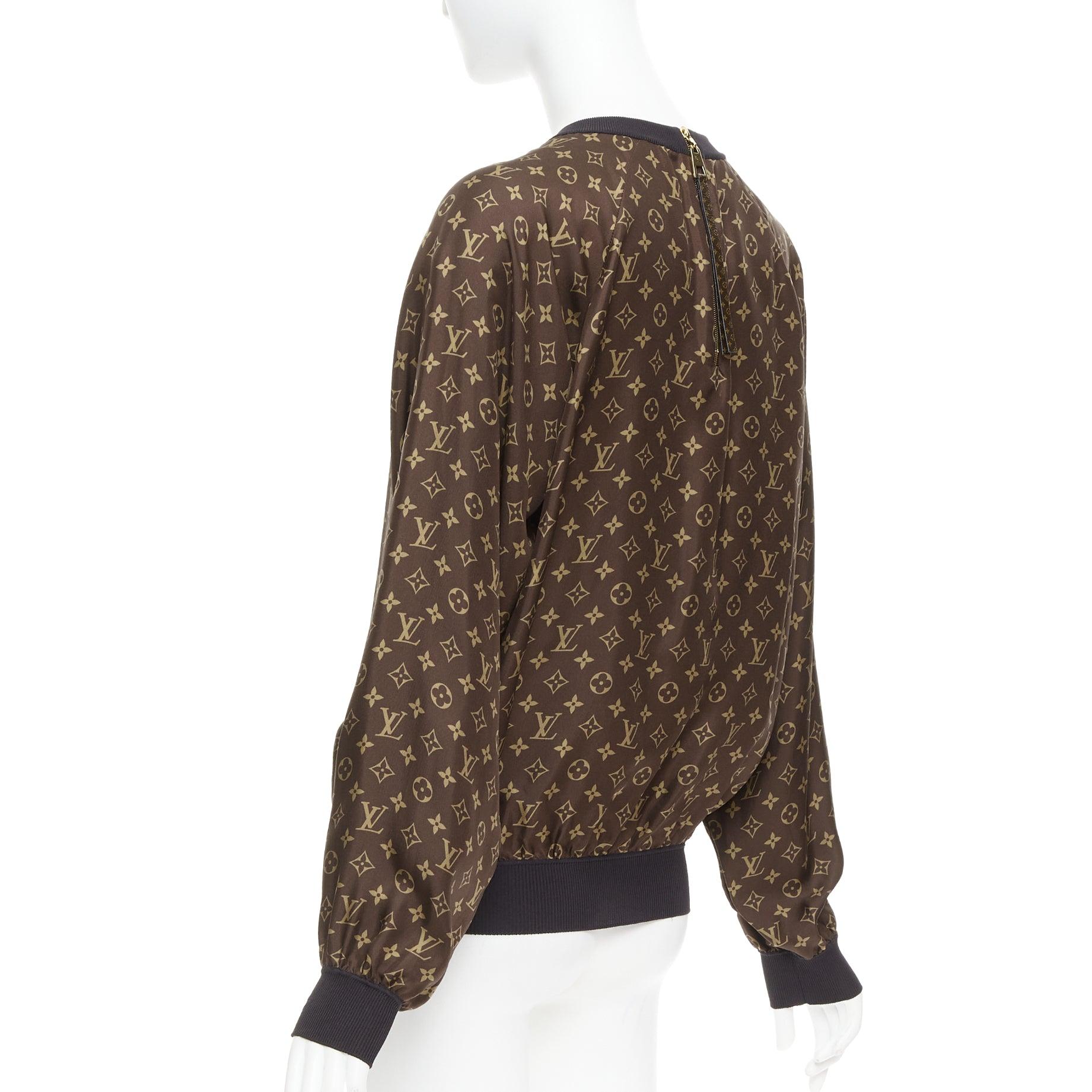 LOUIS VUITTON brown 100% silk LV monogram pullover sweater Nicki Minaj For Sale 1