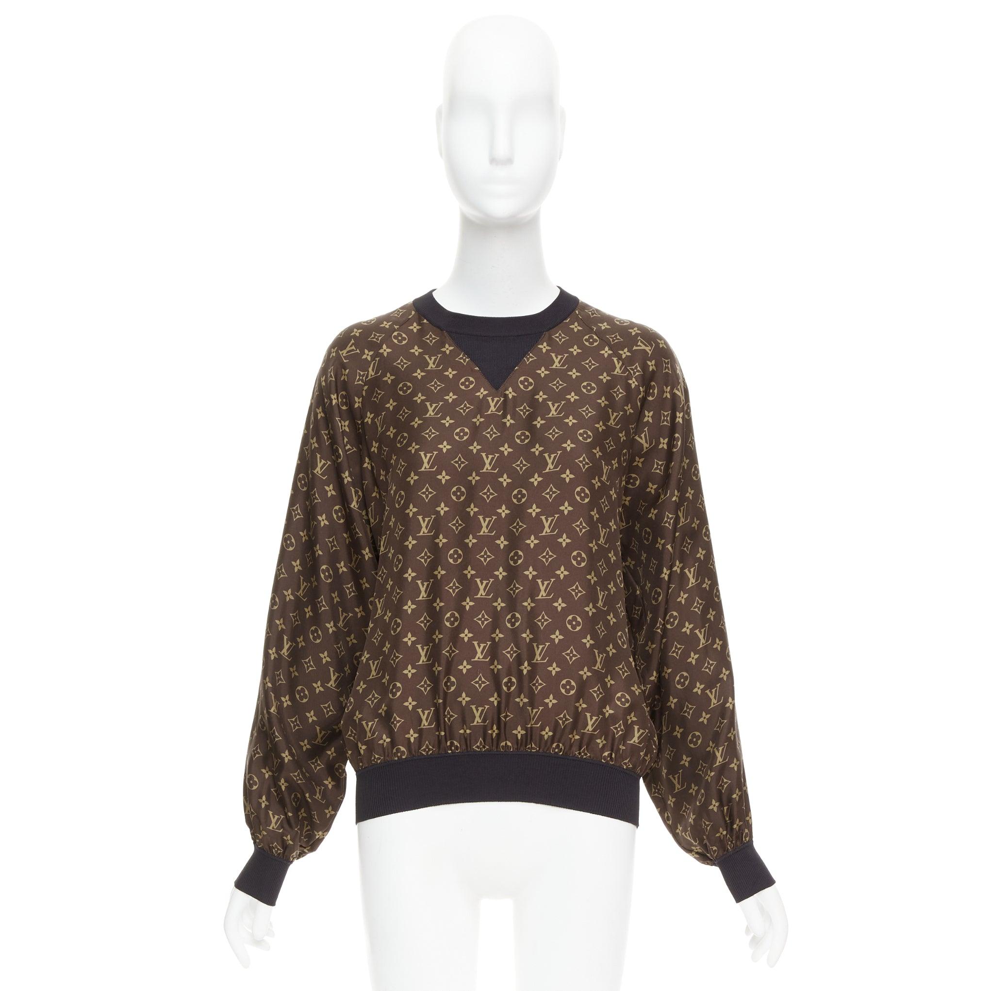 LOUIS VUITTON brown 100% silk LV monogram pullover sweater Nicki Minaj For Sale 4