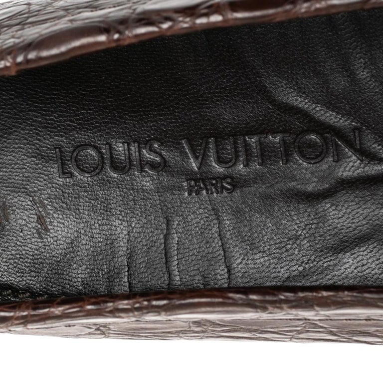 Louis Vuitton Brown Alligator Croc Leather Monte Carlo Moccasins