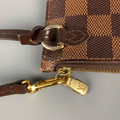 LOUIS VUITTON Brown Beige Damier Ebene Neverfull MM HM Pochette