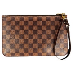 LOUIS VUITTON Brown Beige Damier Ebene Neverfull MM HM Pochette