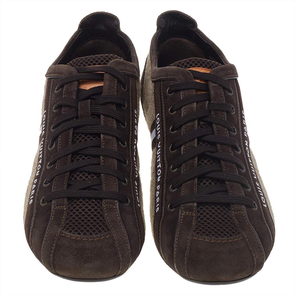 Coming in a classic low-top silhouette, these Louis Vuitton sneakers are a seamless combination of luxury, comfort, and style. They are made from quality materials in two shades. These sneakers are designed with the label's name on the sides,