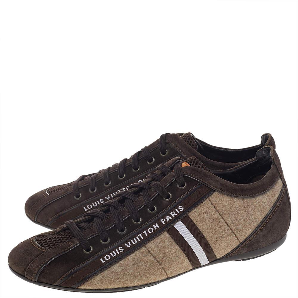 Louis Vuitton Brown/Beige Fabric, , Mesh Suede Cosmos Low Top Sneakers Size 40 In Good Condition For Sale In Dubai, Al Qouz 2