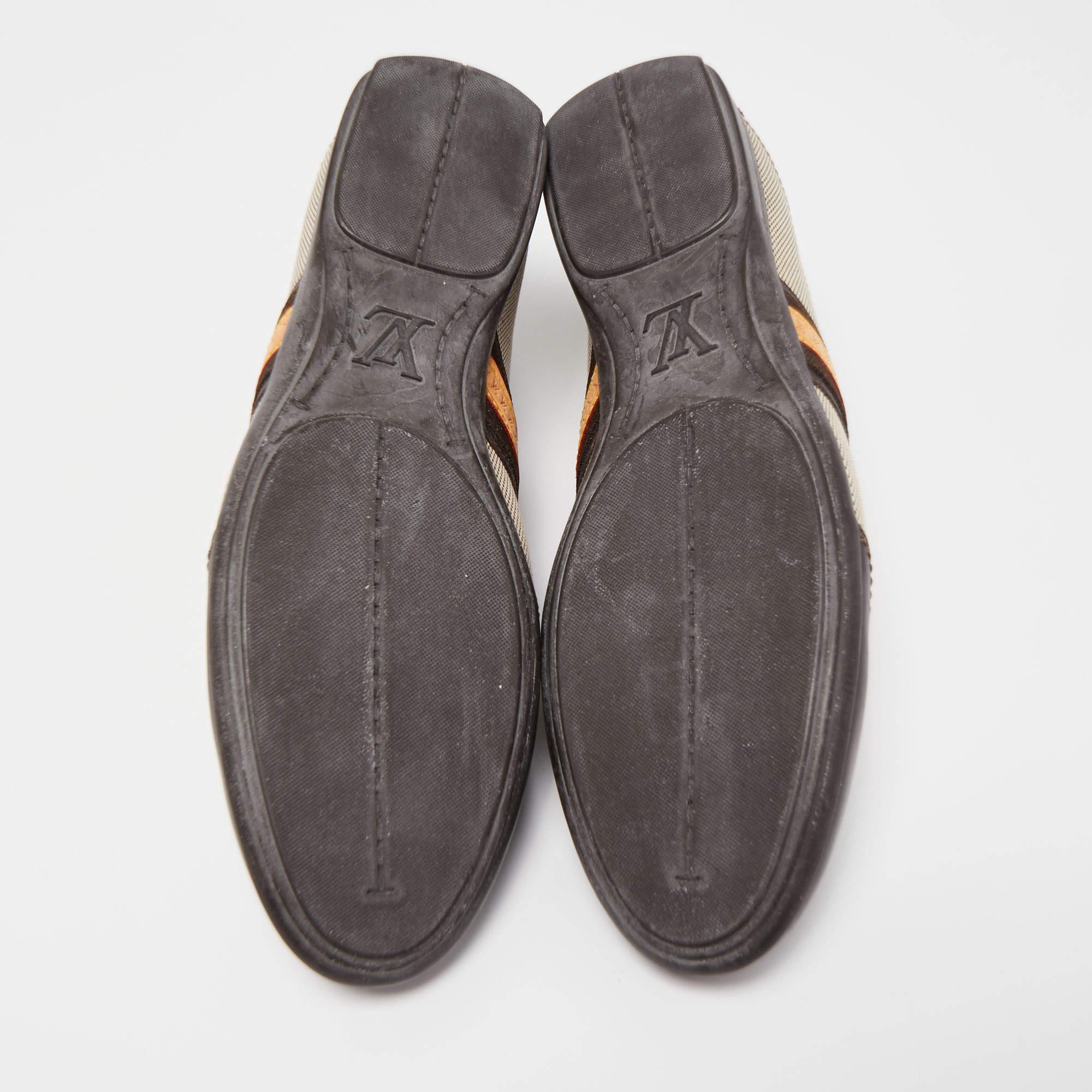 Louis Vuitton Brown/Beige Leather And Canvas Low Top Sneakers 2