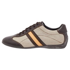 Louis Vuitton Brown/Beige Leather And Canvas Low Top Sneakers