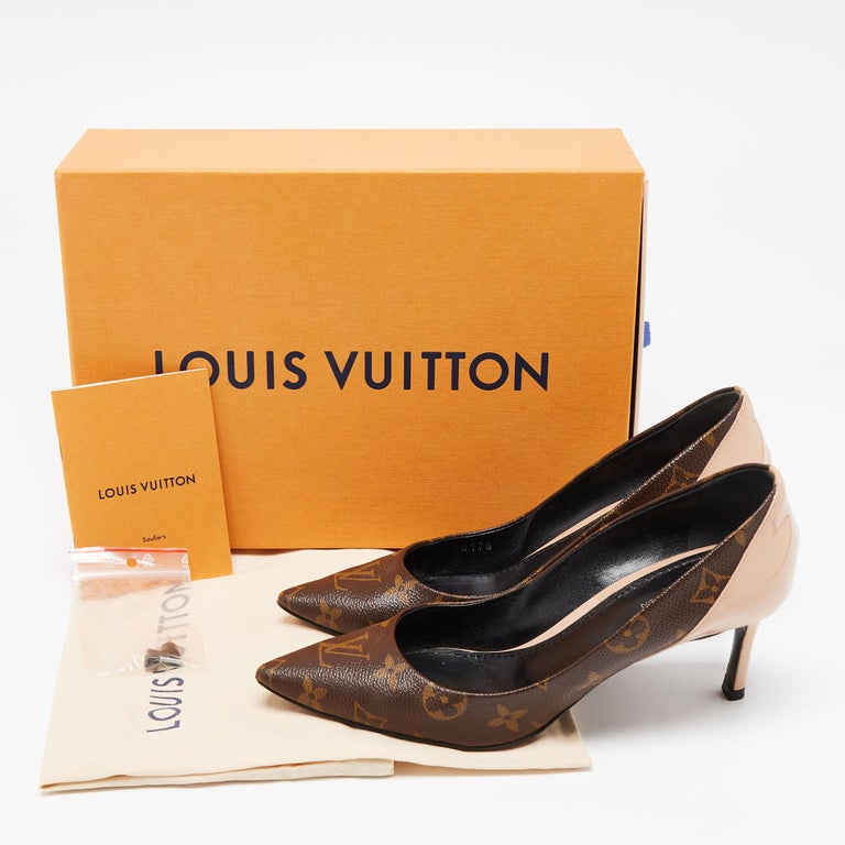 Louis Vuitton brown monogram print leather 'Cherie' sling-back