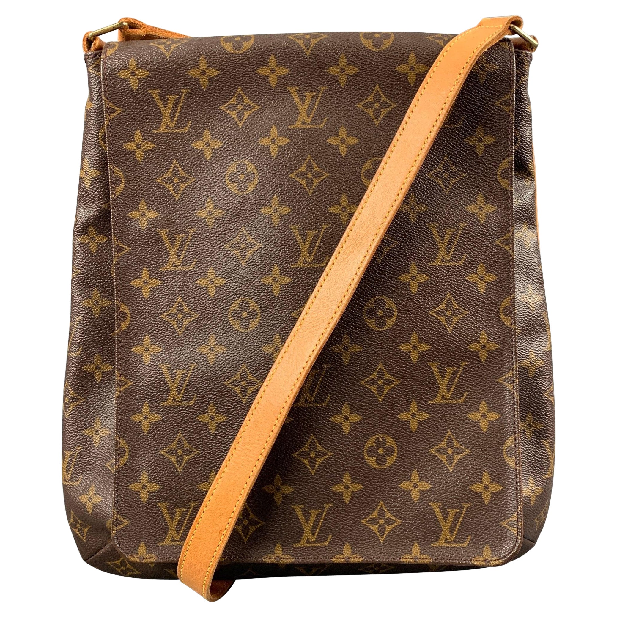 LOUIS VUITTON Borsa a tracolla in tela marrone beige con monogram e rivestita