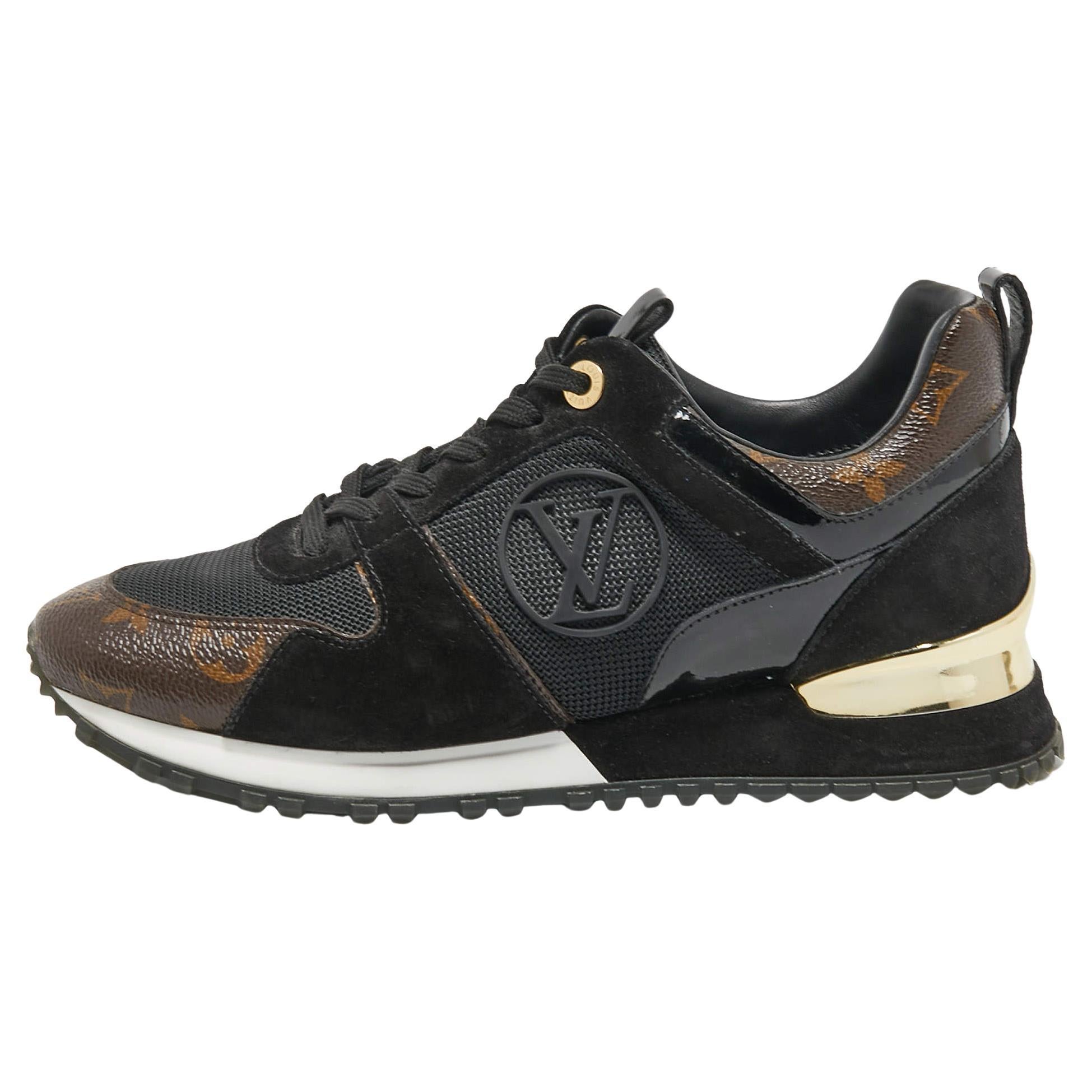 Louis Vuitton Brown/Black Canvas and Mesh Run Away Sneakers Size 38