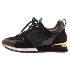 Louis Vuitton Brown/Black Canvas and Suede Run Away Sneakers Size 38.5