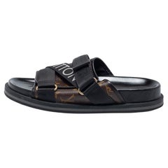 Louis Vuitton Brown/Black Canvas Nylon Honolulu Flat Sandals Size 42.5