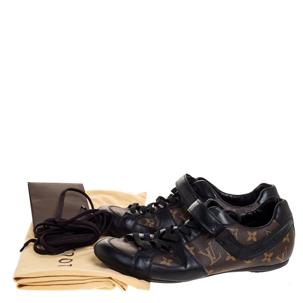 Louis Vuitton Brown/Black Leather And Monogram Canvas Trotter Sneakers Size 40.5 1