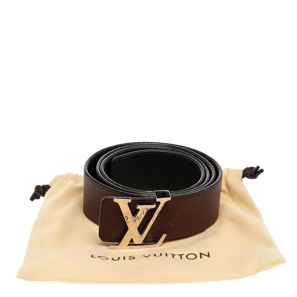 Louis Vuitton Brown /Black Leather Reversible Initiales Belt Size 95CM In Good Condition In Dubai, Al Qouz 2