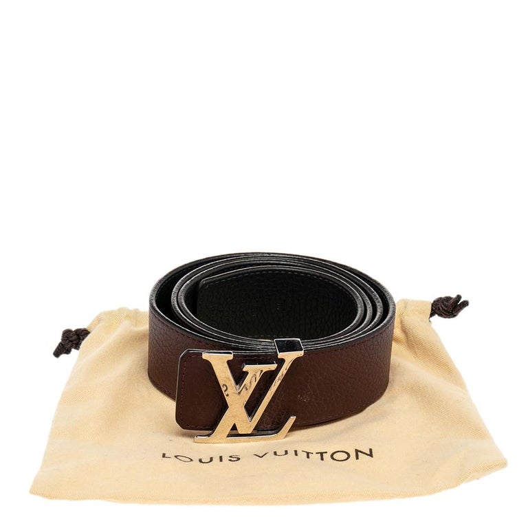Louis Vuitton Brown /Black Leather Reversible Initiales Belt Size 95CM For Sale 2