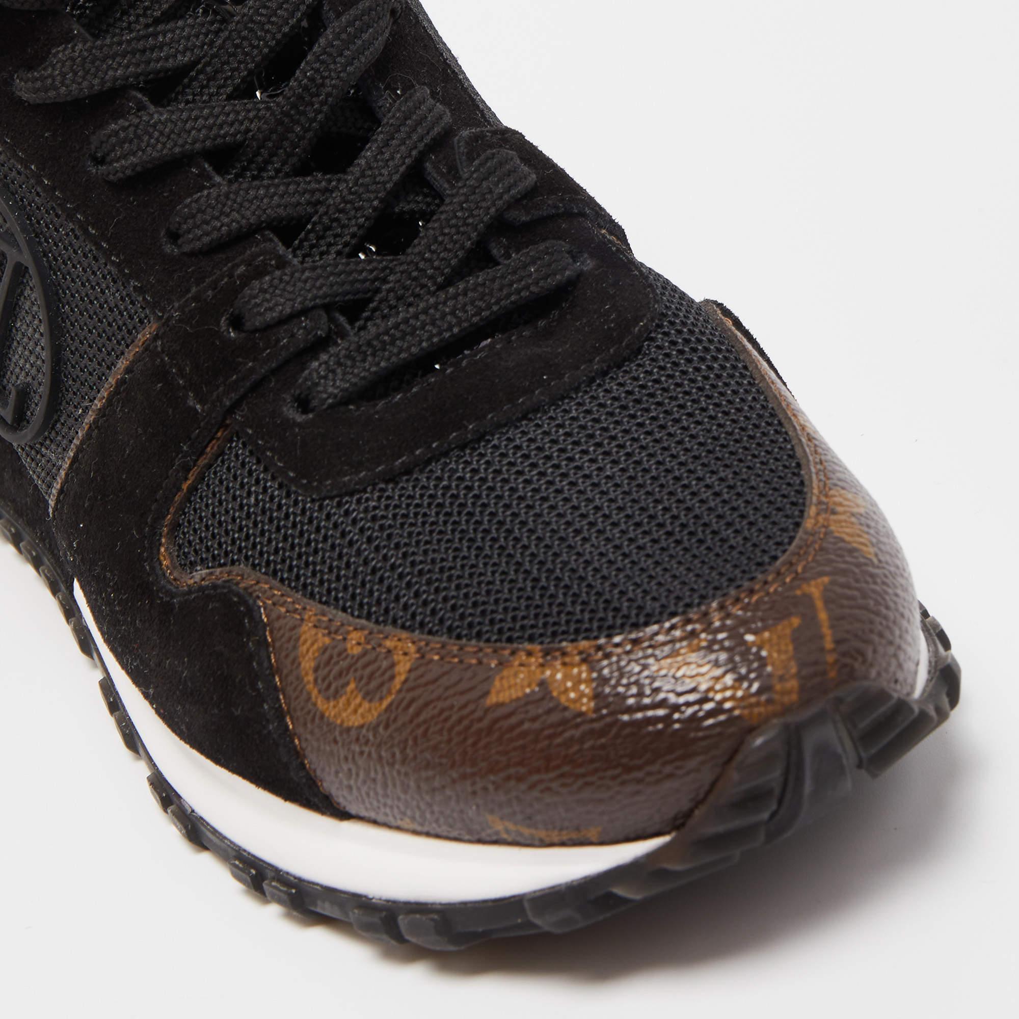 Louis Vuitton Brown/Black Monogram and Leather Run Away Sneakers  1