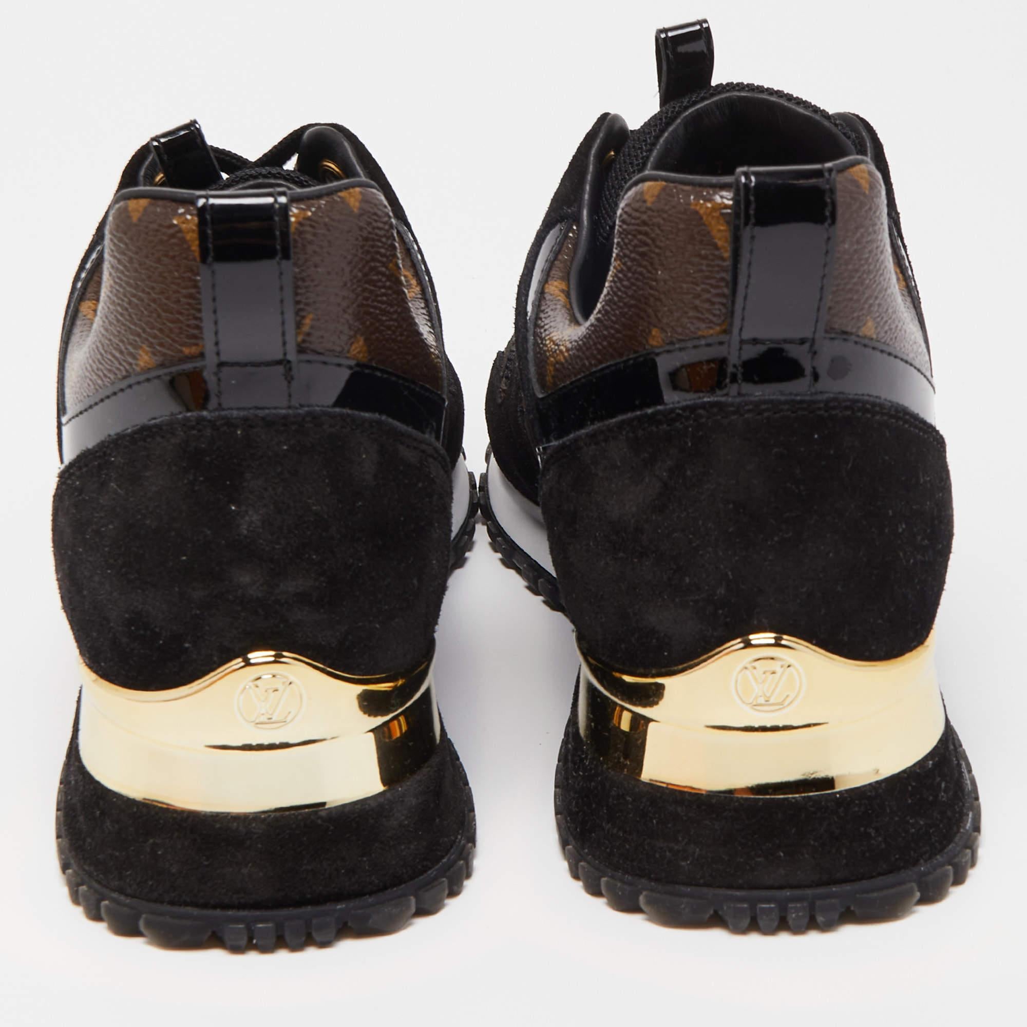 Louis Vuitton Brown/Black Monogram and Leather Run Away Sneakers  2
