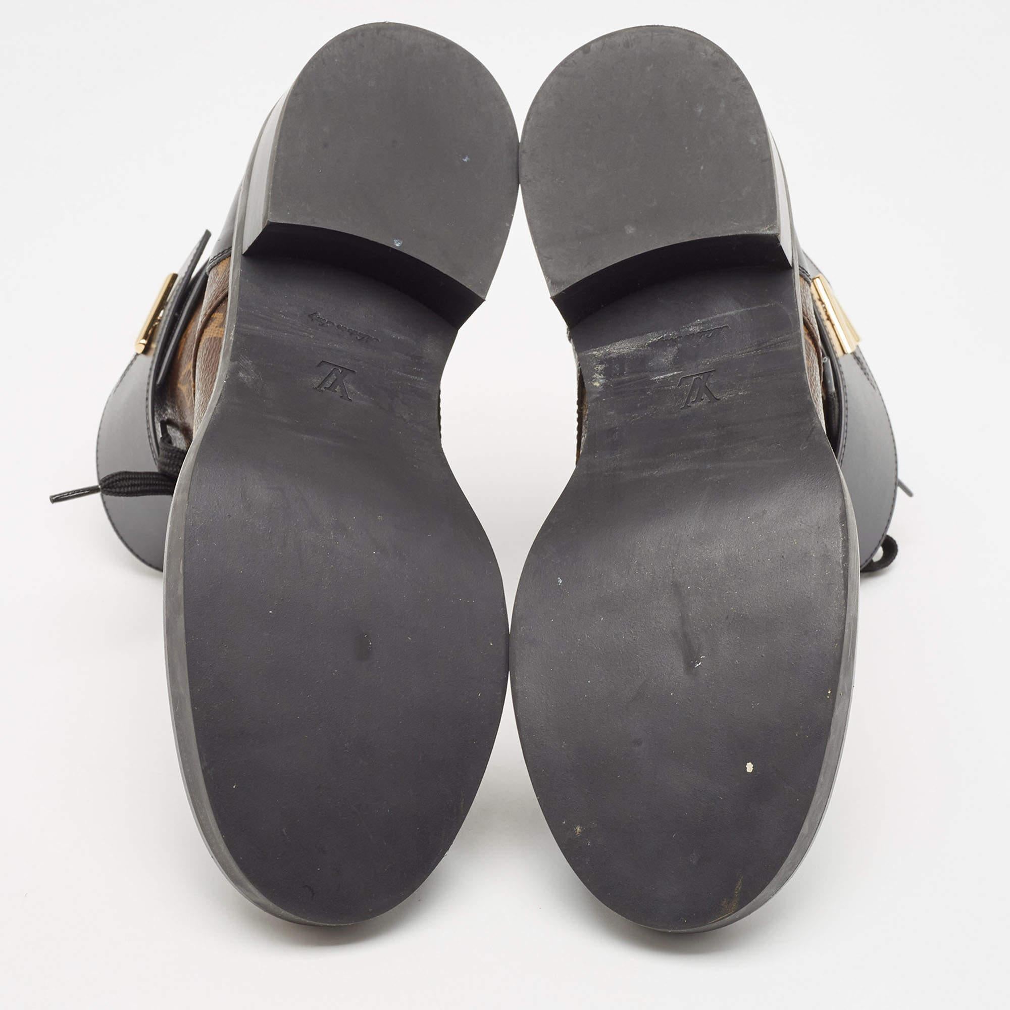Louis Vuitton Brown/Black Monogram Canvas and Leather Wonderland Flat Ranger Boo 2