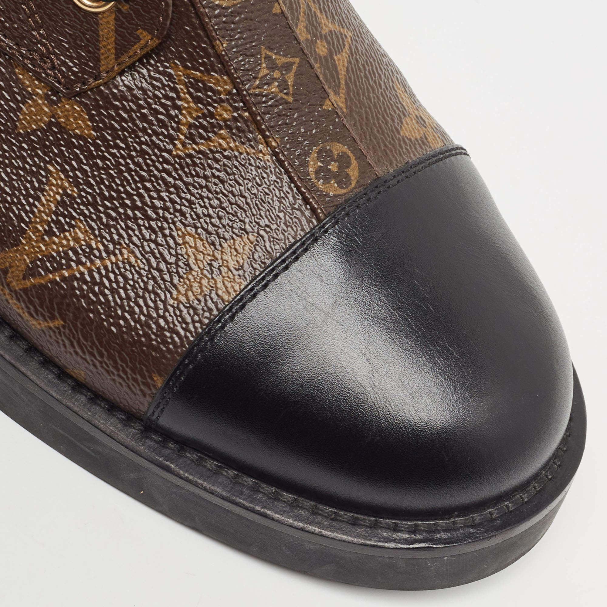 Louis Vuitton Brown/Black Monogram Canvas and Leather Wonderland Flat Ranger Boo 4