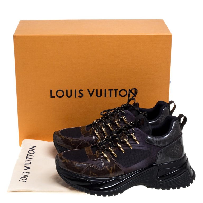 Louis Vuitton Black Brown Suede And Monogram Canvas Run Away Low