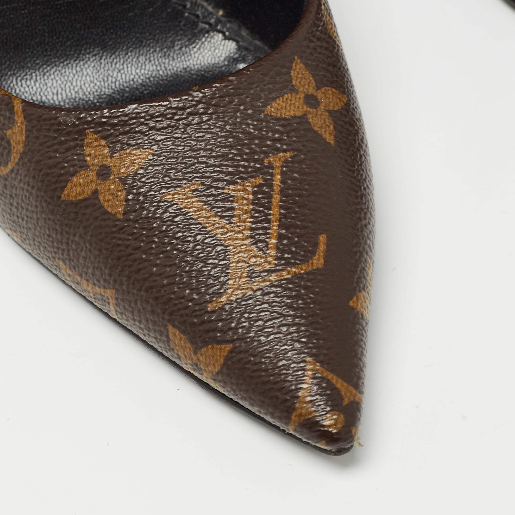 Louis Vuitton Brown/Black Monogram Canvas and Patent Cherie Pumps Size 37 3