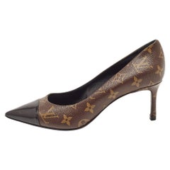 Louis Vuitton Brown/Black Monogram Canvas and Patent Fetish Pumps Size 39