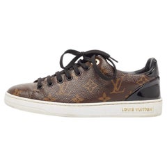 Louis Vuitton Brown/Black Monogram Canvas and Patent Frontrow Sneakers Size 35