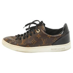 Louis Vuitton Brown/Black Monogram Canvas and Patent Frontrow Sneakers Size 37.5