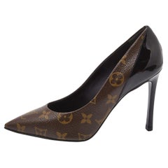 Louis Vuitton Brown/Black Monogram Canvas and Patent Leather Chérie Pointed Toe 