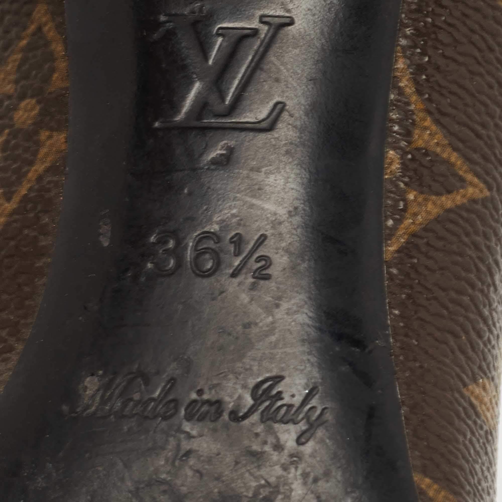 Louis Vuitton Brown/Black Monogram Canvas and Patent Leather Fetish Pumps Size 3 3
